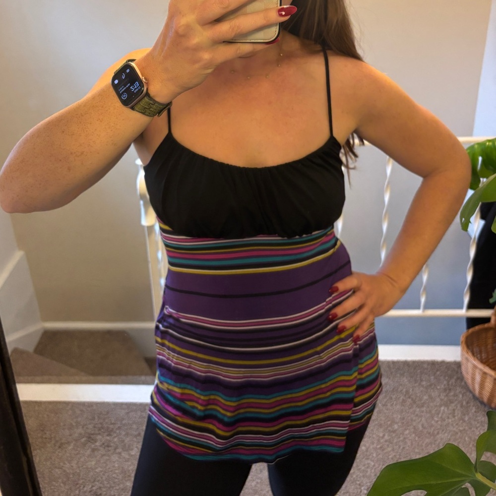 La Scala Y2K Multicolor Striped Cami Tank Top Size Large
